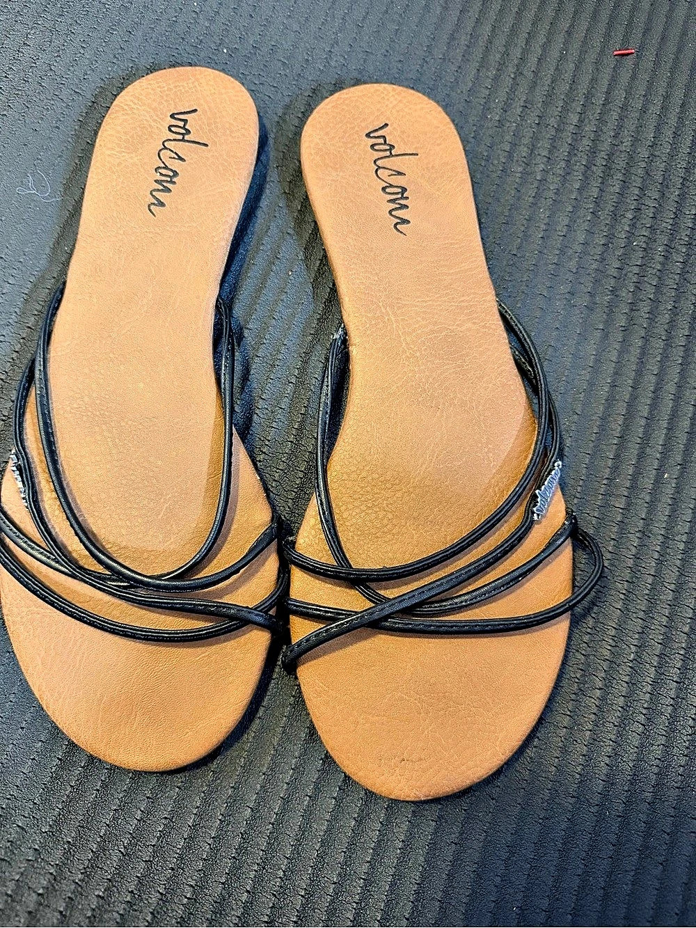Volcom Black Strappy Flat Sandals